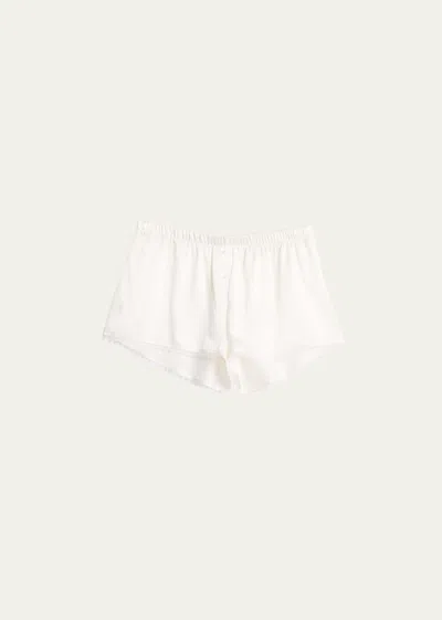 Andine Gigi Taormina Lace-trim Silk Boxer Shorts In White