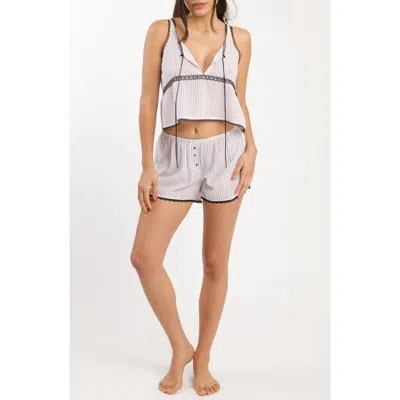 Andine Lulu Ravello Pinstripe Cotton Crop Camisole In White And Black