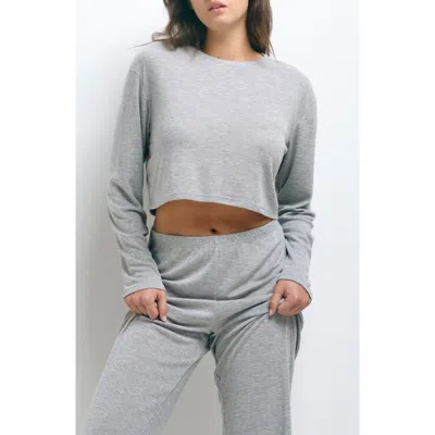 Andine Maeve Antibes Crop Long Sleeve Sleep Top In Gray