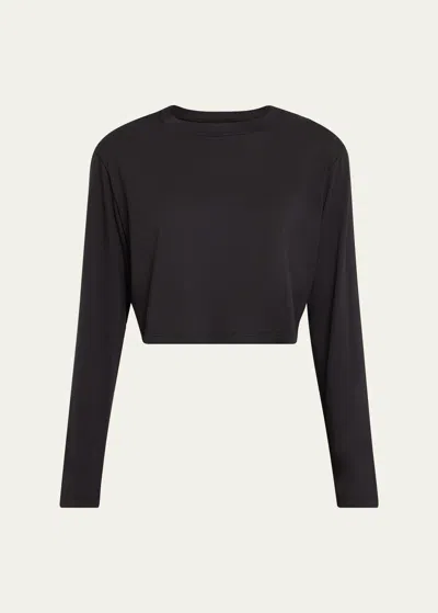 Andine Maeve Cropped Cotton T-shirt In Black