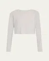 Andine Maeve Cropped Pointelle-knit T-shirt In Baby Rib Pointelle In Grey