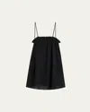 Andine Maradona Ruffle Cotton Gauze Chemise In Gauze In Black