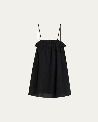 Andine Maradona Ruffle Cotton Gauze Chemise In Gauze In Black