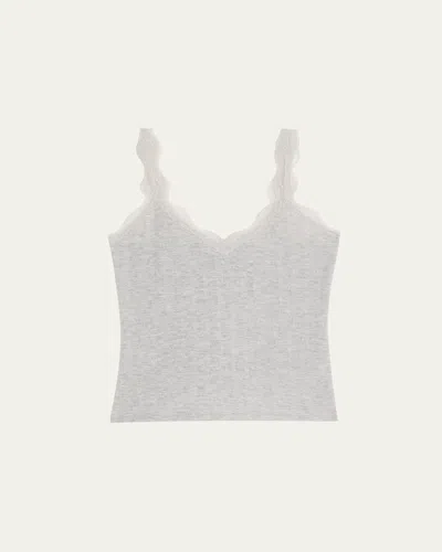 Andine Mariela Lace-trim Pointelle Tank In Baby Rib Pointelle In Grey