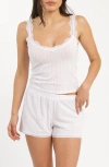 Andine Delphine Pointelle Lace-trim Shorts In White