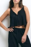 Andine Vivi Bastia Cotton Crop Tank In Black