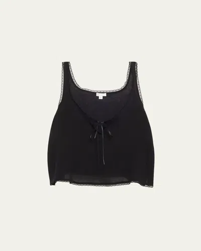Andine Vivi Cropped Lace-trim Cotton Tank