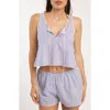 Andine Vivi Striped Lace-trim Cotton Tank In Navy