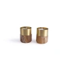Andjacob Decor Brass Candle Holder In Amber Alabaster