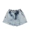 Andorine Acid Wash Denim Shorts In Blue
