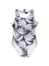 Andorine Banana-print Open-back Swimsuit In Black