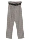 Andorine Checked Belted Trousers In Gray