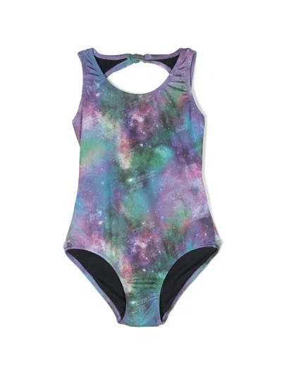 Andorine Kids' Cosmic-print Stretch Swimsuit In Blue