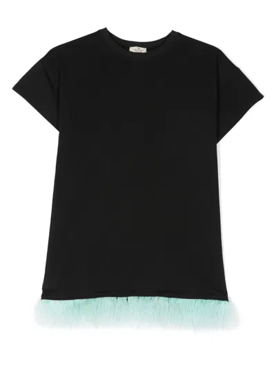 Andorine Kids' Embellished-feather Organic Cotton Dress In Black