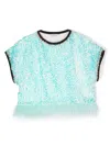Andorine Embellished Sequin Crew-neck T-shirt In Blue