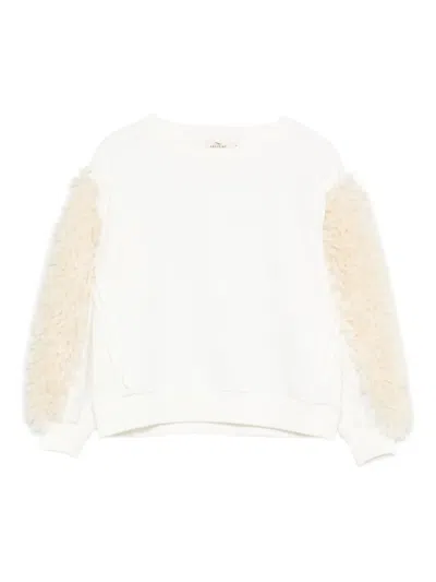 Andorine Kids' Faux-fur Detail Sweatshirt In Neutral