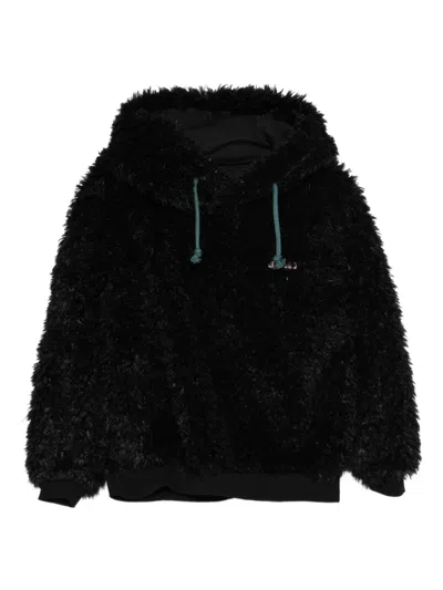 Andorine Kids' Faux-fur Hoodie In Black