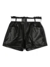 Andorine Faux-leather Belted Shorts In Black