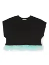 Andorine Feather-detail Organic Cotton T-shirt In Black