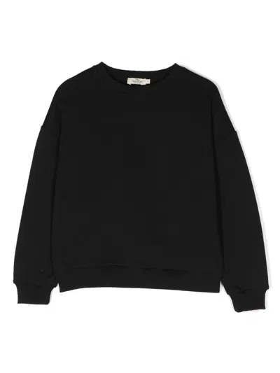 Andorine Kids' Feather-trim Organic Cotton Sweatshirt In Black