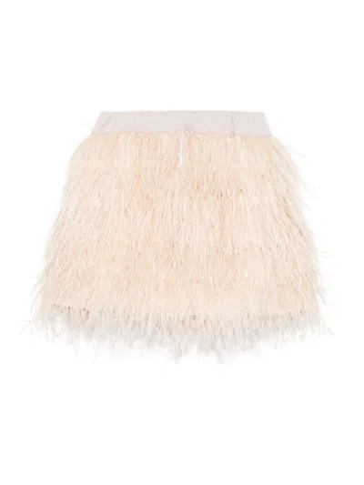 Andorine Kids' Feather-embellished Skirt In Neutrals