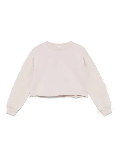 Andorine Kids' Feather-trim Sweatshirt In Neutrals