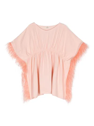 Andorine Kids' Feather-trimmed Dress In Pink