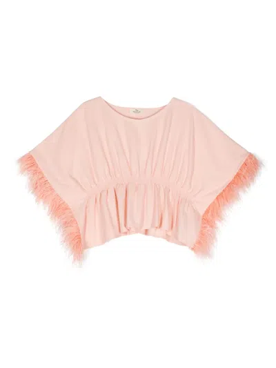 Andorine Kids' Feather-trimmed Kaftan In Pink
