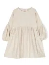 Andorine Floral-jacquard Puff-sleeve Dress In Neutrals