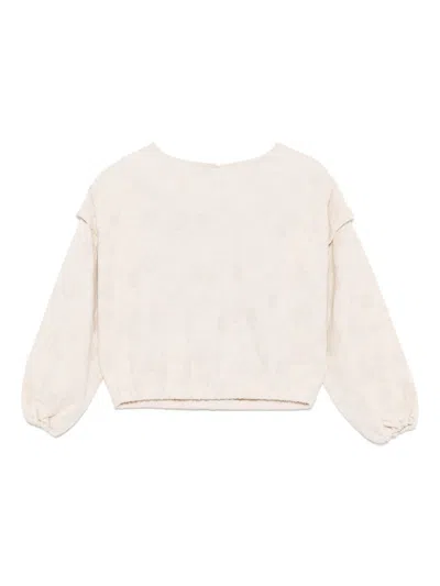 Andorine Kids' Floral-jacquard Top In 中性色