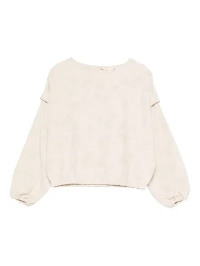 Andorine Kids' Floral-jacquard Top In Neutral