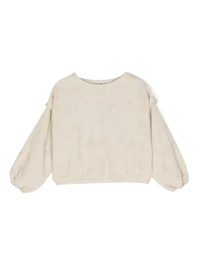Andorine Kids' Floral-jacquard Top In Neutrals