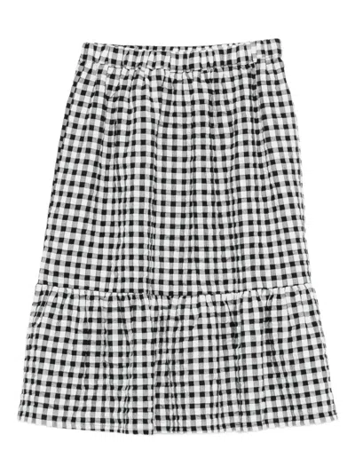 Andorine Kids' Gingham-pattern Ruffled Skirt In Black