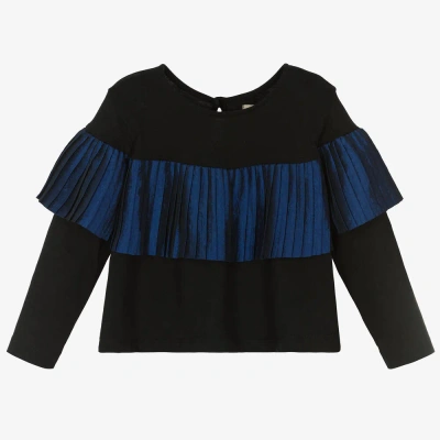 Andorine Babies' Girls Black Pleated Ruffle Top