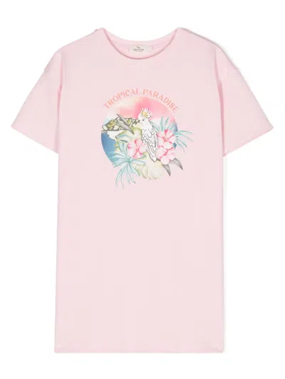 Andorine Kids' Graphic-print Cotton Dress In Pink
