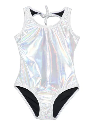Andorine Kids' Iridescent-effect Swimsuit In Silver