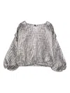 Andorine Jacquard Metallic Top In Silver