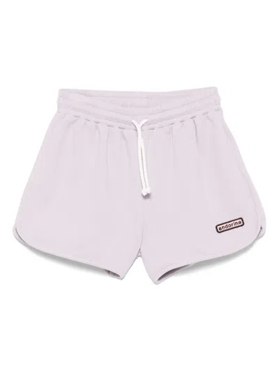 Andorine Kids' Logo-patch Shorts In Purple
