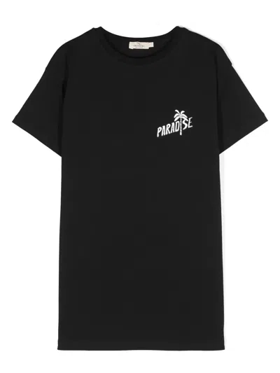 Andorine Kids' Logo-print Cotton Dress In Black