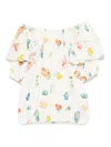 Andorine Mediterranean-print Ruffle Blouse In Neutrals