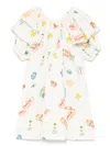 Andorine Mediterranean-print Ruffled Dress In White