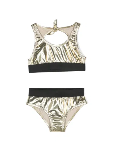 Andorine Kids' Metallic-effect Bikini In Gold