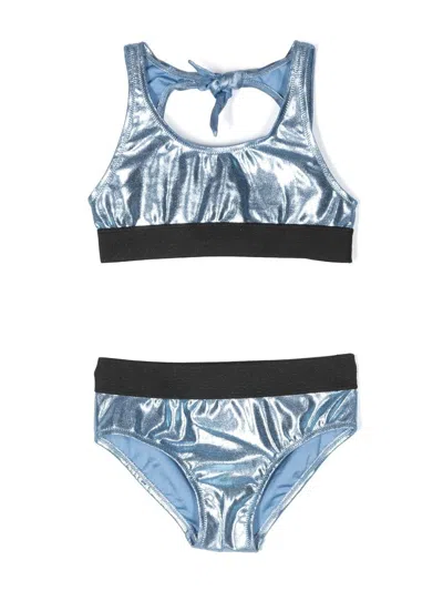 Andorine Kids' Metallic-effect Bikini Set In Blue
