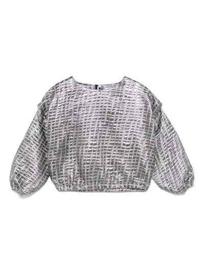 Andorine Kids' Metallic-effect Jacquard Top In 银色