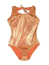 Andorine Metallic-effect Scale-print Swimsuit In Orange