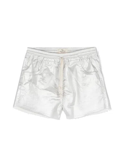 Andorine Kids' Metallic-effect Shorts In Silver