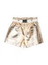 Andorine Metallic-finish Belted Shorts In Gold
