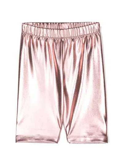 Andorine Kids' Metallic-finish Biker Shorts In Pink