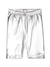 Andorine Metallic-finish Biker Shorts In Silver