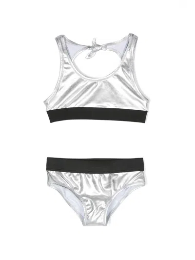 Andorine Kids' Metallic-finish Bikini In Silver